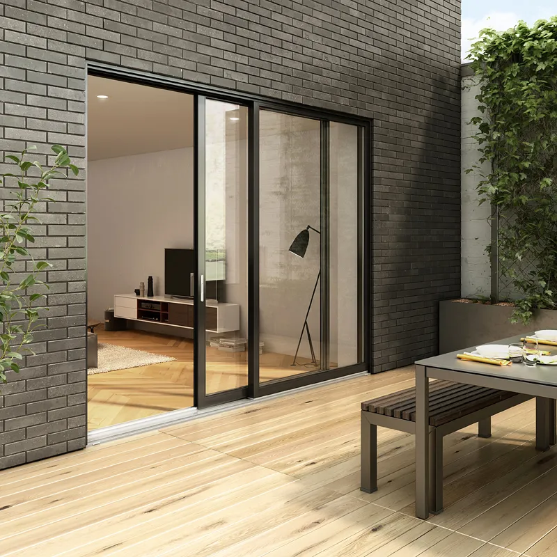 Simple style villa aluminium double glazed entrance french sliding door