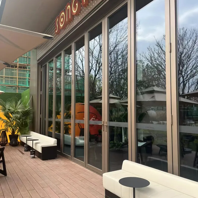 Customized American style villa patio aluminum folding glass doors