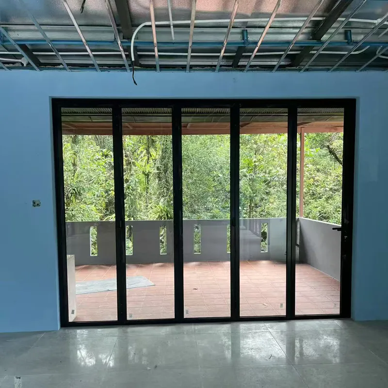 Balcony aluminum alloy soundproof glass folding doors
