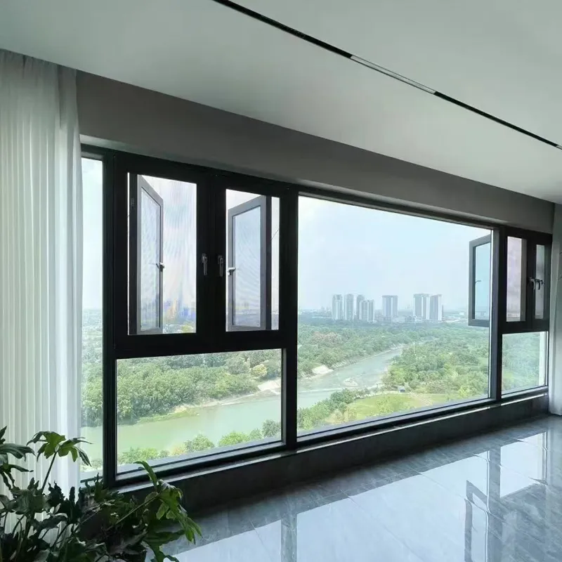 Latest design villa aluminum tempered glass external insulation casement window
