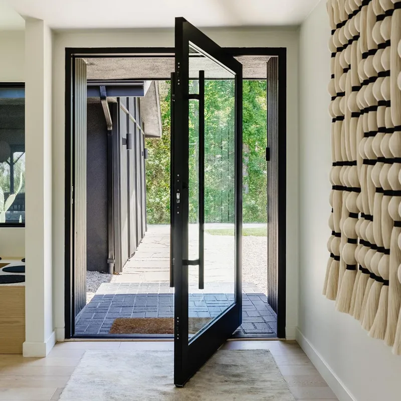 Factory custom aluminum modern anti-theft pivot entry door