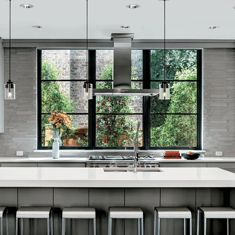 High end customized minimalist aluminum crack open swing windows inside the apartment
