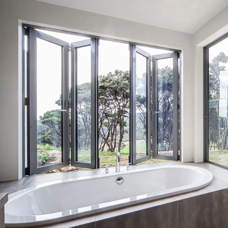Customized modern style aluminum double-layer waterproof horizontal folding window