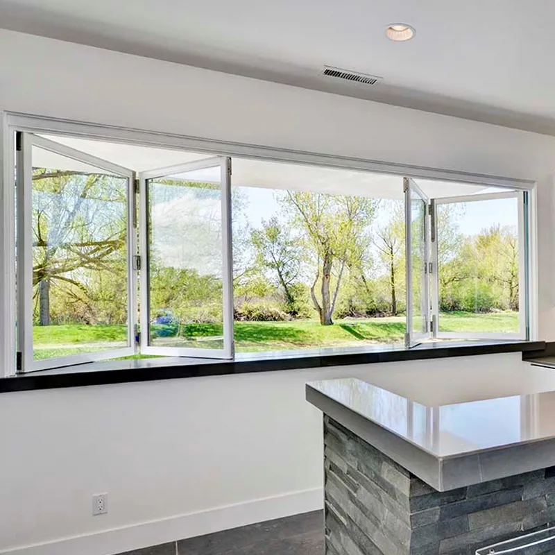 New high-quality villa double-layer windproof glass aluminum folding window