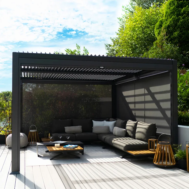 Aluminium pergolas villa garden terrace aluminium gazebos with waterproof louvered roof