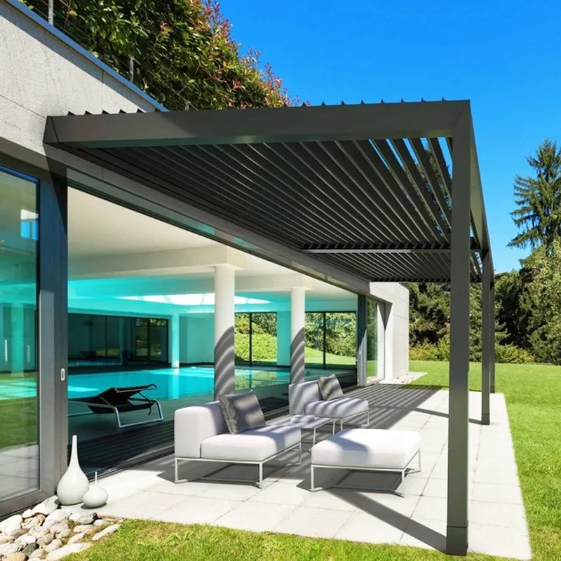 Modern multifunctional ecological sunroom with aluminum alloy shutter pergola with grille and hundred pages